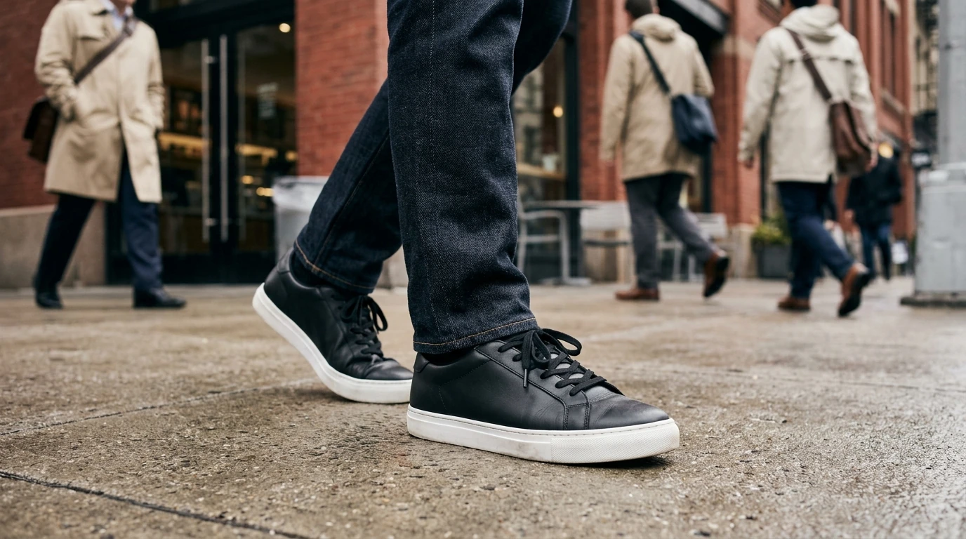 Vans Men’s Black Leather Sneakers: Clean Daily Style